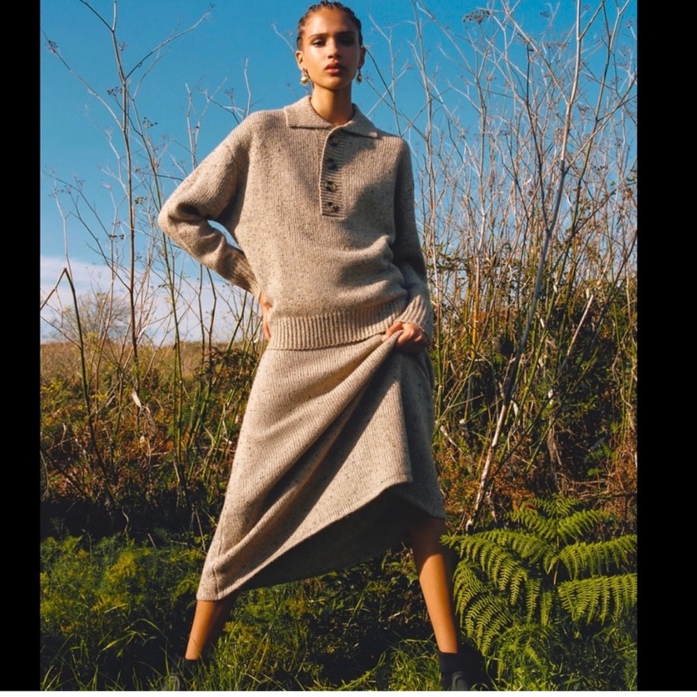 Cozy Zara knit wool midi skirt S